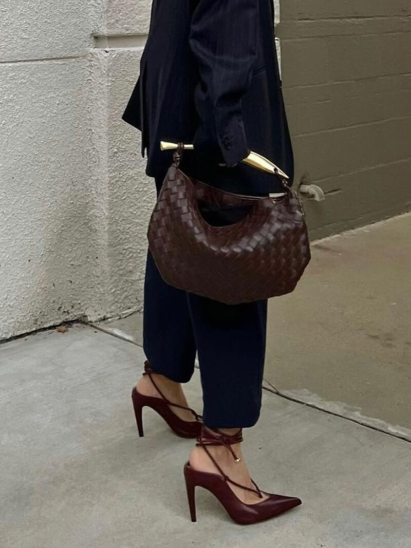 Geflochtene Kunstleder-Tasche Elegante Schultertasche