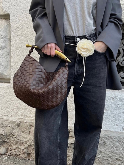 Geflochtene Kunstleder-Tasche Elegante Schultertasche