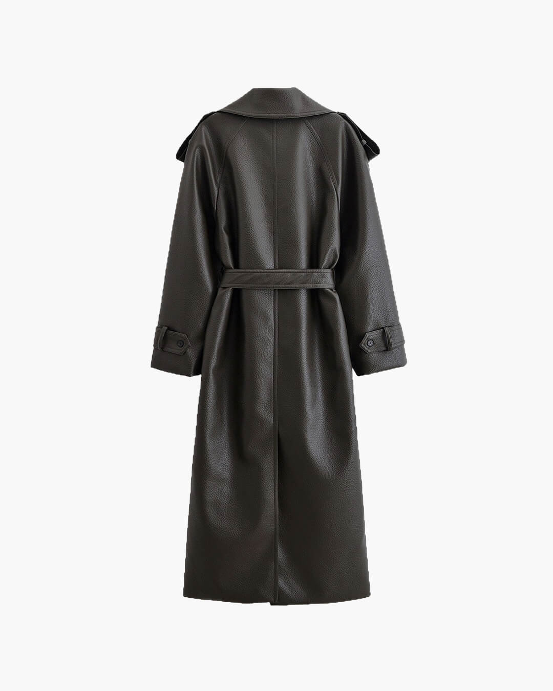 Leder-Trenchcoat Damen Lang Mantel Winter Schwarz