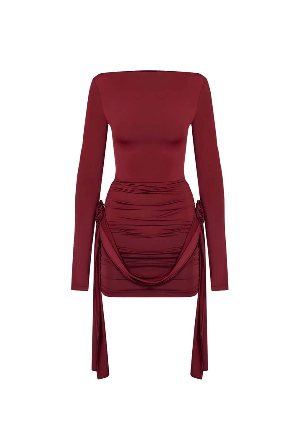 Langarm Minikleid Bodycon mit Rüschen Damenkleid