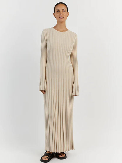 Schwarzes Maxikleid Gerippt Lang Frauenkleid