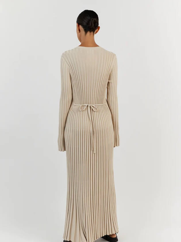Schwarzes Maxikleid Gerippt Lang Frauenkleid