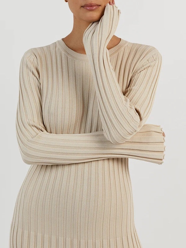 Schwarzes Maxikleid Gerippt Lang Frauenkleid