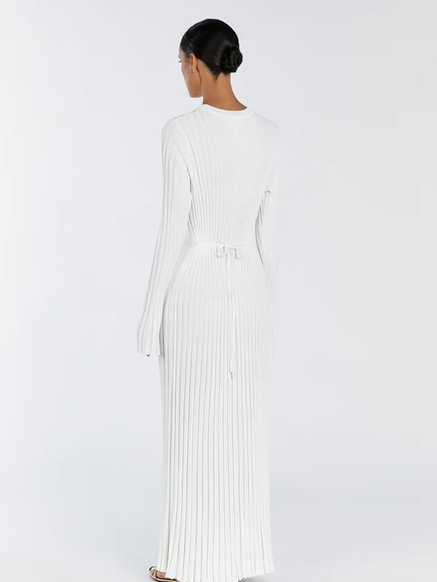 Schwarzes Maxikleid Gerippt Lang Frauenkleid
