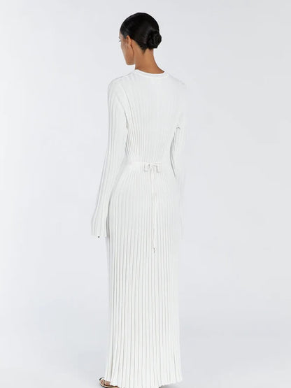Schwarzes Maxikleid Gerippt Lang Frauenkleid