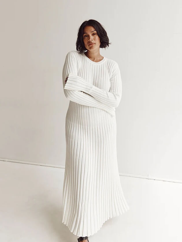 Schwarzes Maxikleid Gerippt Lang Frauenkleid