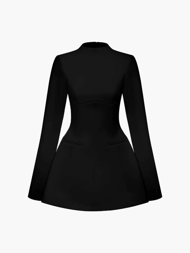 Kleid Minikleid Langarm Tailliert Elegant - BerlinGlamour