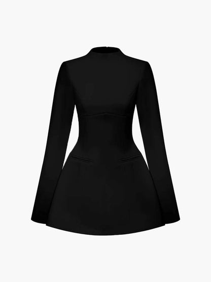Kleid Minikleid Langarm Tailliert Elegant - BerlinGlamour