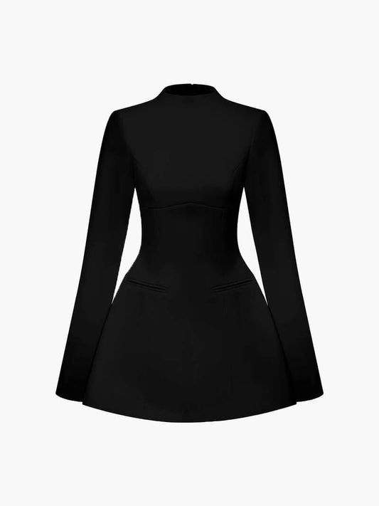 Kleid Minikleid Langarm Tailliert Elegant - BerlinGlamour