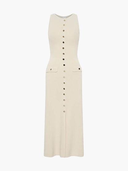 Ärmelloses Maxikleid Elegantes Knopfdetail Zeitlos Elegant