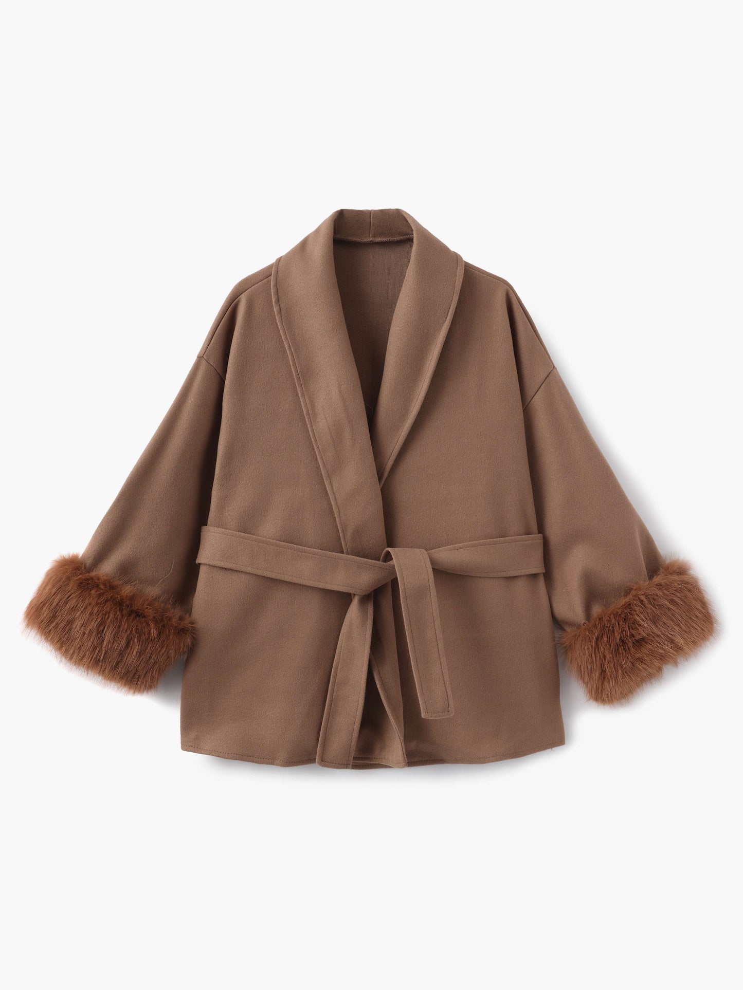 Damen Kurzmantel mit Kunstfellbesatz Eleganter Wintermantel