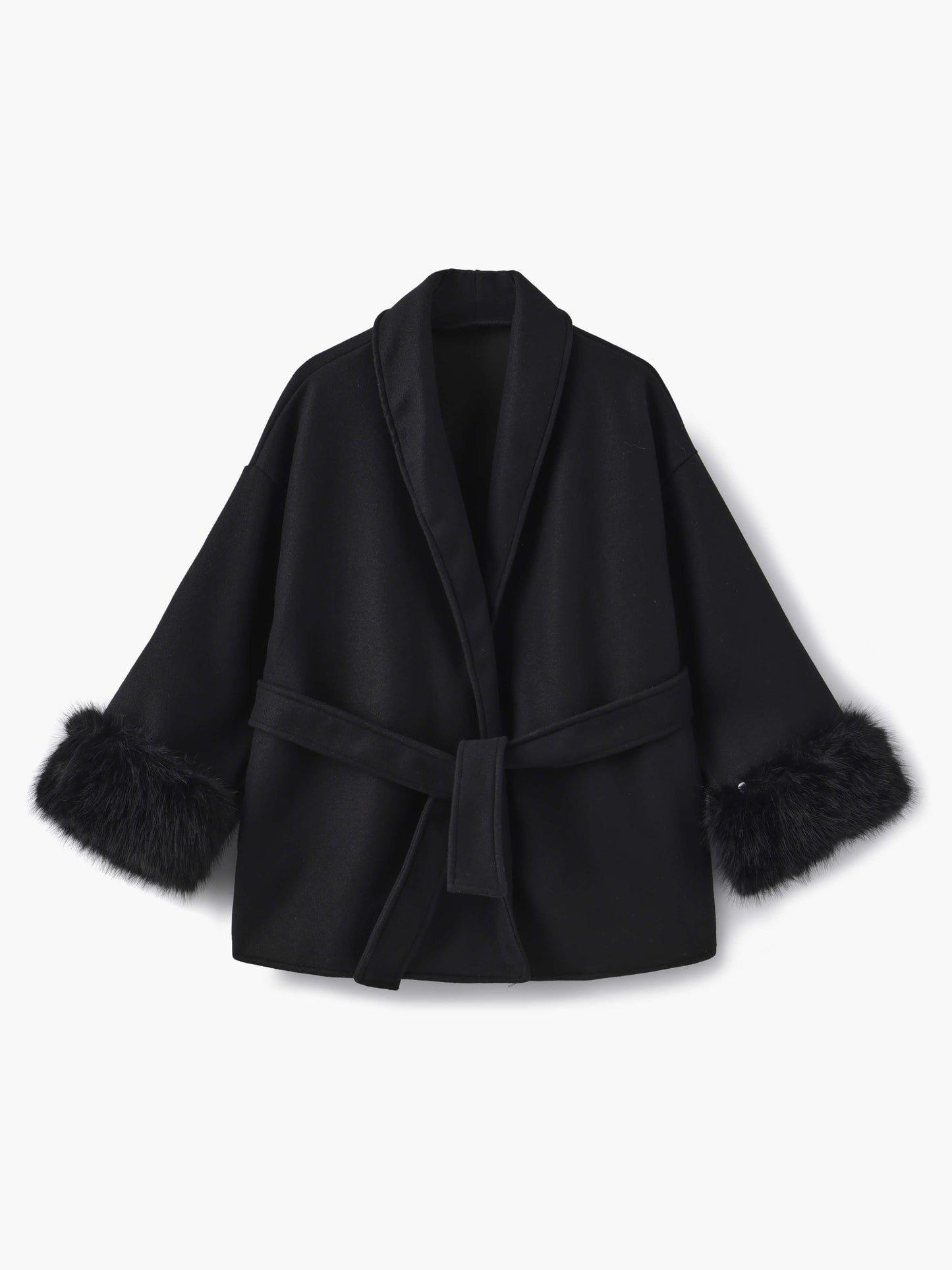 Damen Kurzmantel mit Kunstfellbesatz Eleganter Wintermantel