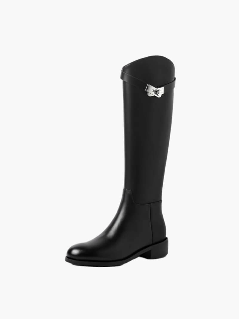 Damenreitstiefel Leder Elegant Hochwertig Schwarz