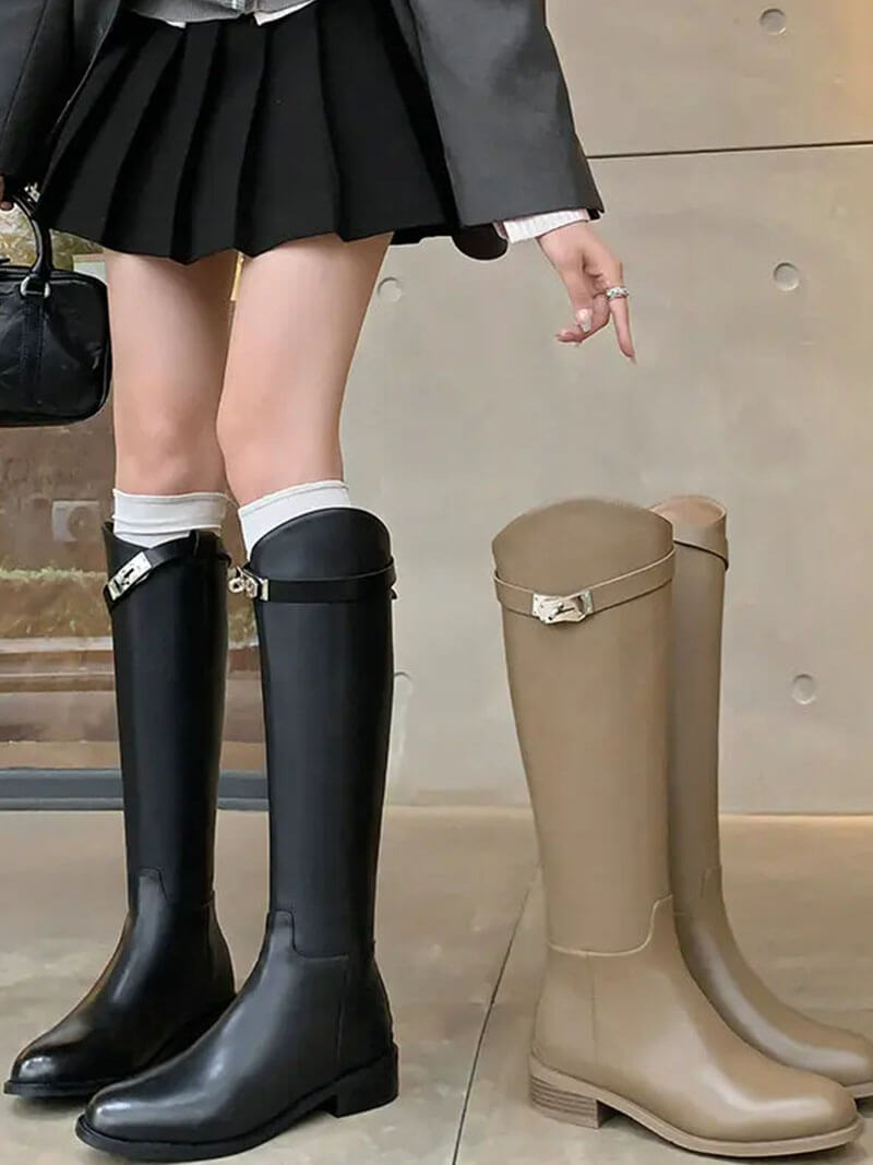 Damenreitstiefel Leder Elegant Hochwertig Schwarz
