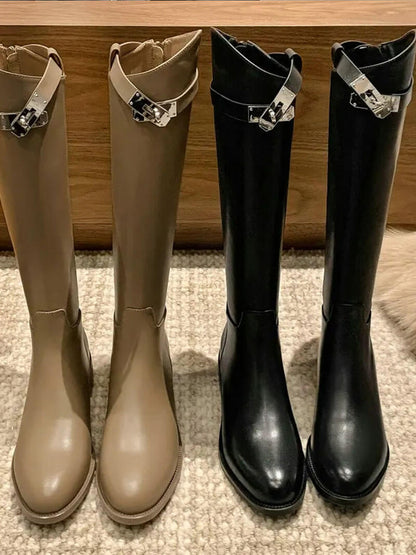 Damenreitstiefel Leder Elegant Hochwertig Schwarz