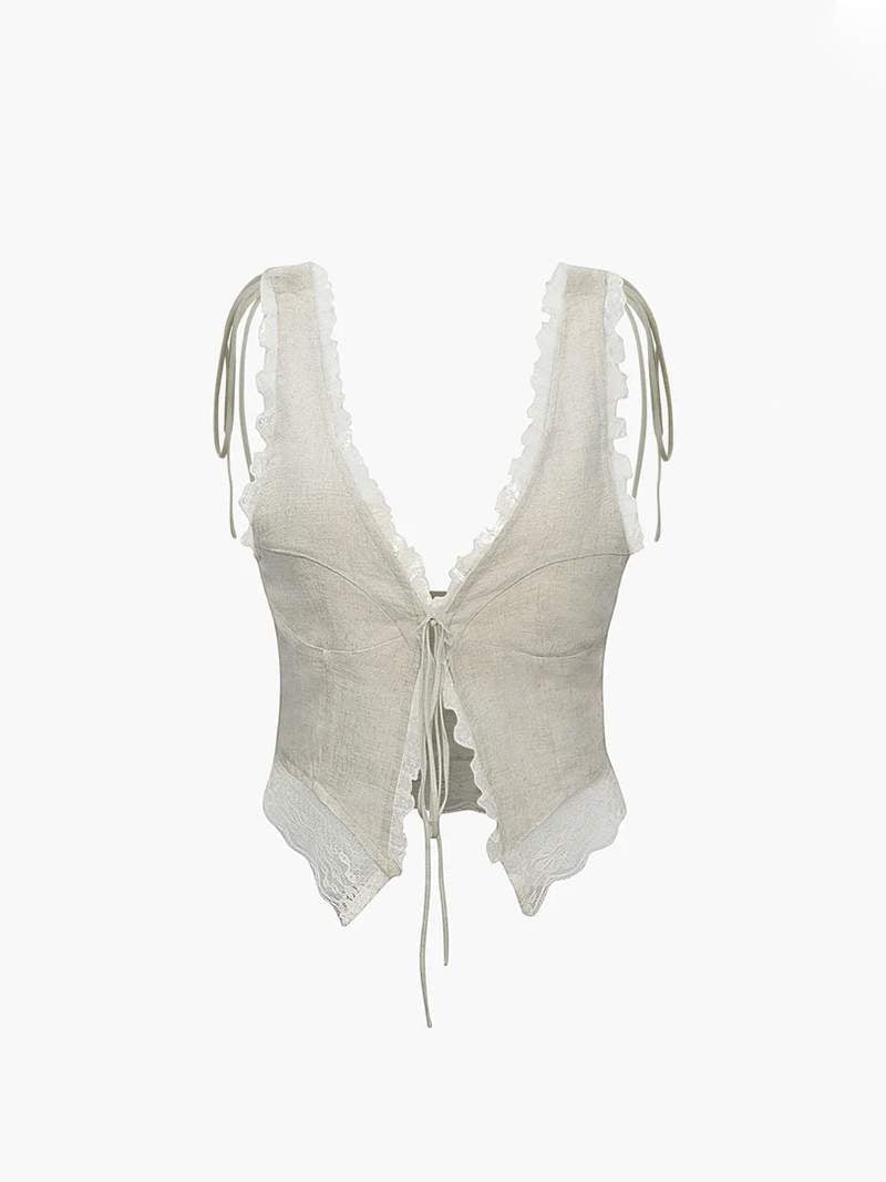 Frauen Crop Top Spitze Oben Kurz