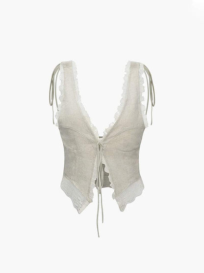 Frauen Crop Top Spitze Oben Kurz