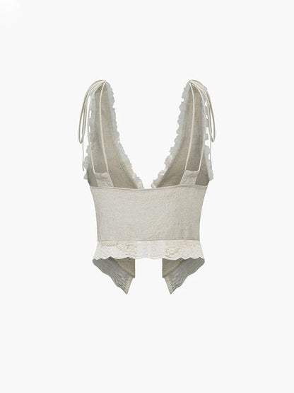 Frauen Crop Top Spitze Oben Kurz