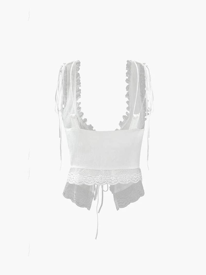 Frauen Crop Top Spitze Oben Kurz
