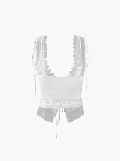Frauen Crop Top Spitze Oben Kurz