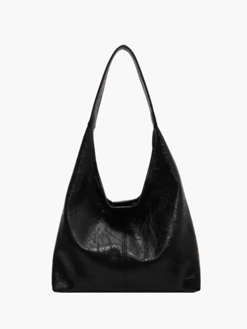 Kunstleder Schultertasche Einfach und Minimalistisch Schwarz - BerlinGlamour