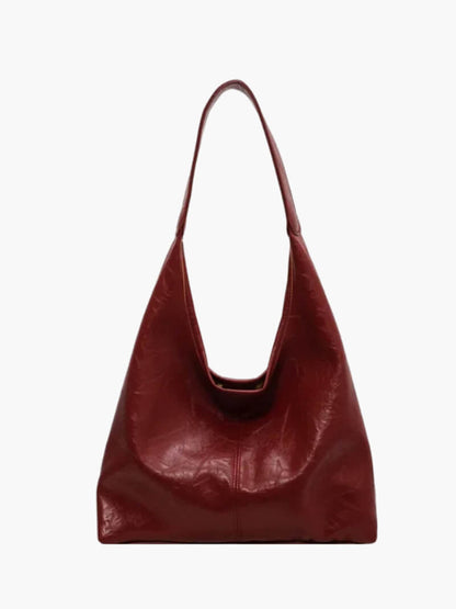 Kunstleder Schultertasche Einfach und Minimalistisch Schwarz