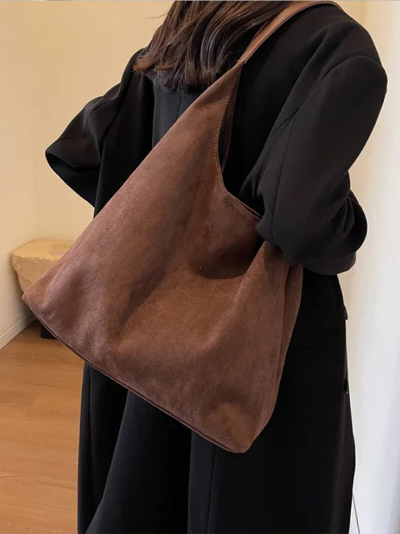 Elegante Wildleder Schultertasche Minimalistisch Frauen