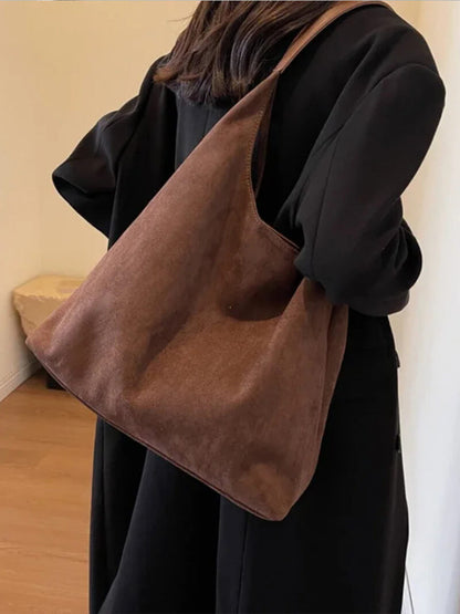 Elegante Wildleder Schultertasche Minimalistisch Frauen