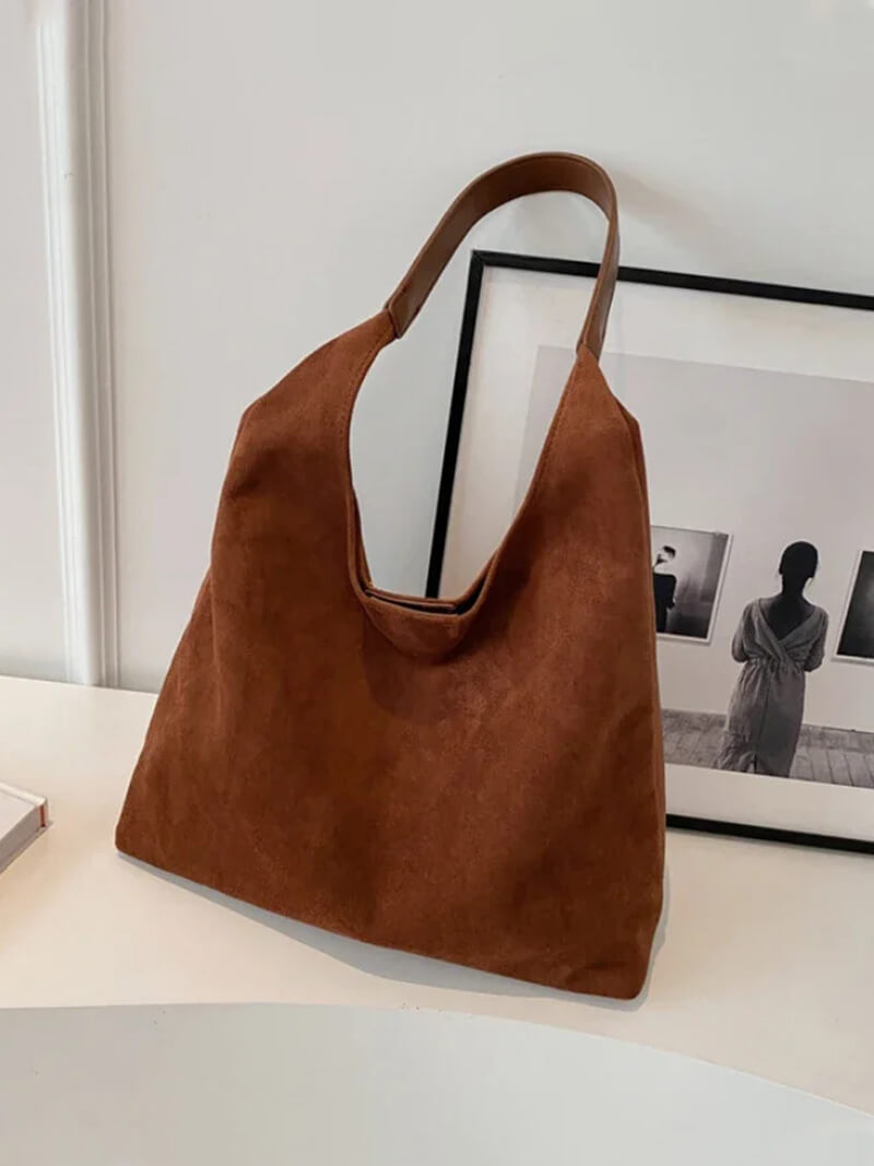 Elegante Wildleder Schultertasche Minimalistisch Frauen