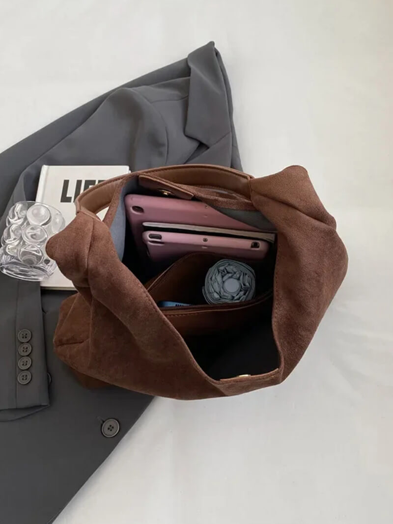 Elegante Wildleder Schultertasche Minimalistisch Frauen
