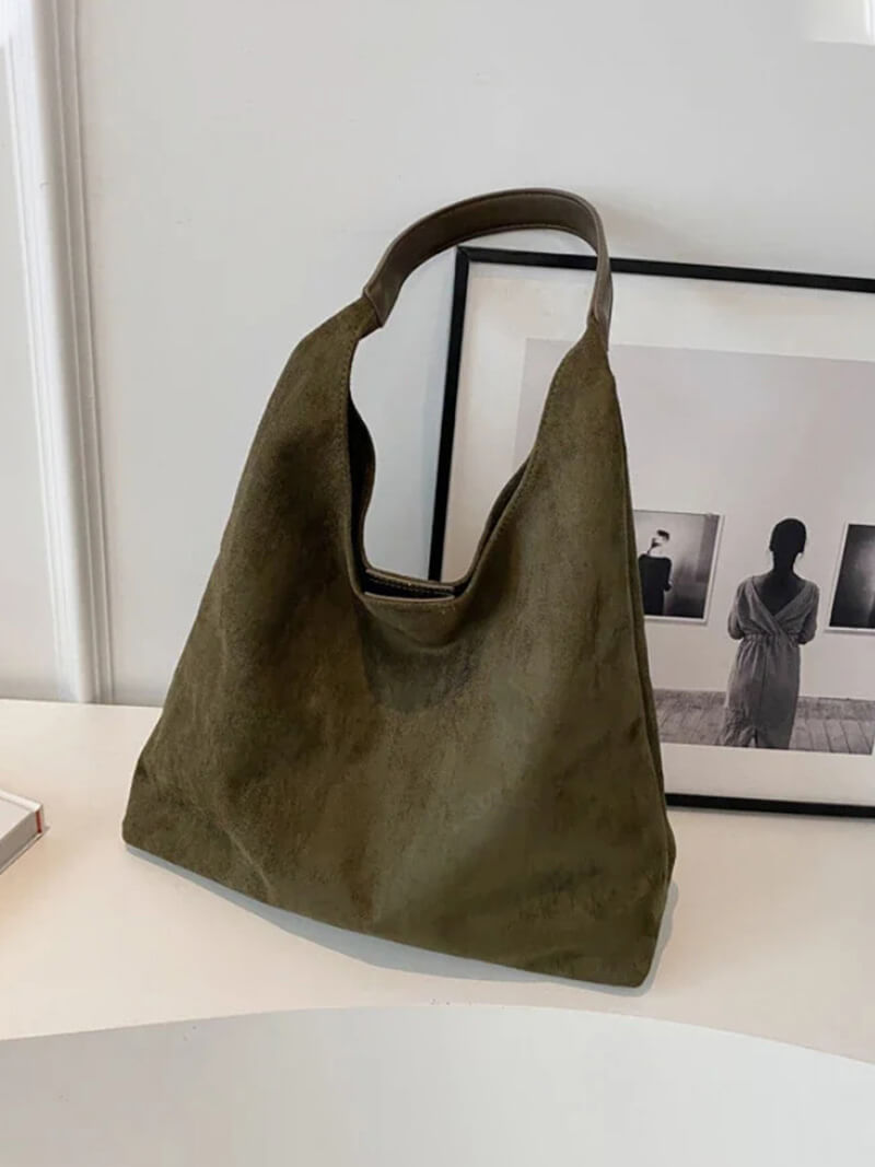Elegante Wildleder Schultertasche Minimalistisch Frauen