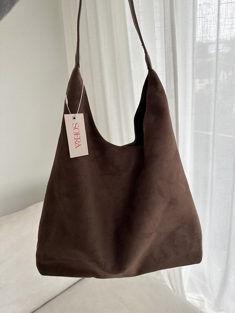 Elegante Wildleder Schultertasche Minimalistisch Frauen