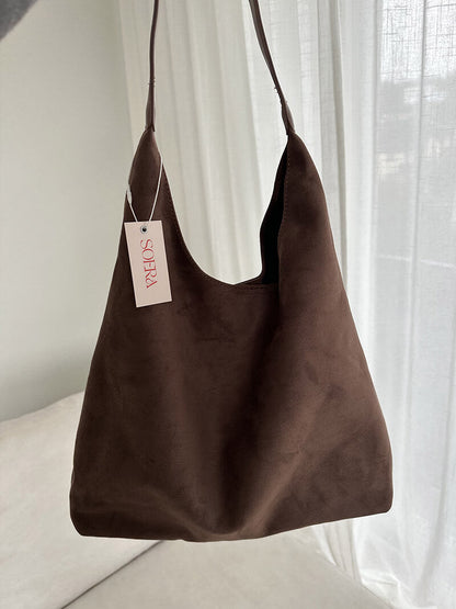 Elegante Wildleder Schultertasche Minimalistisch Frauen