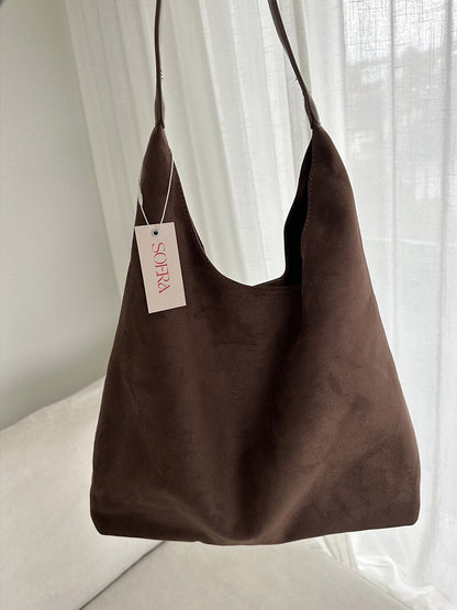 Elegante Wildleder Schultertasche Minimalistisch Frauen