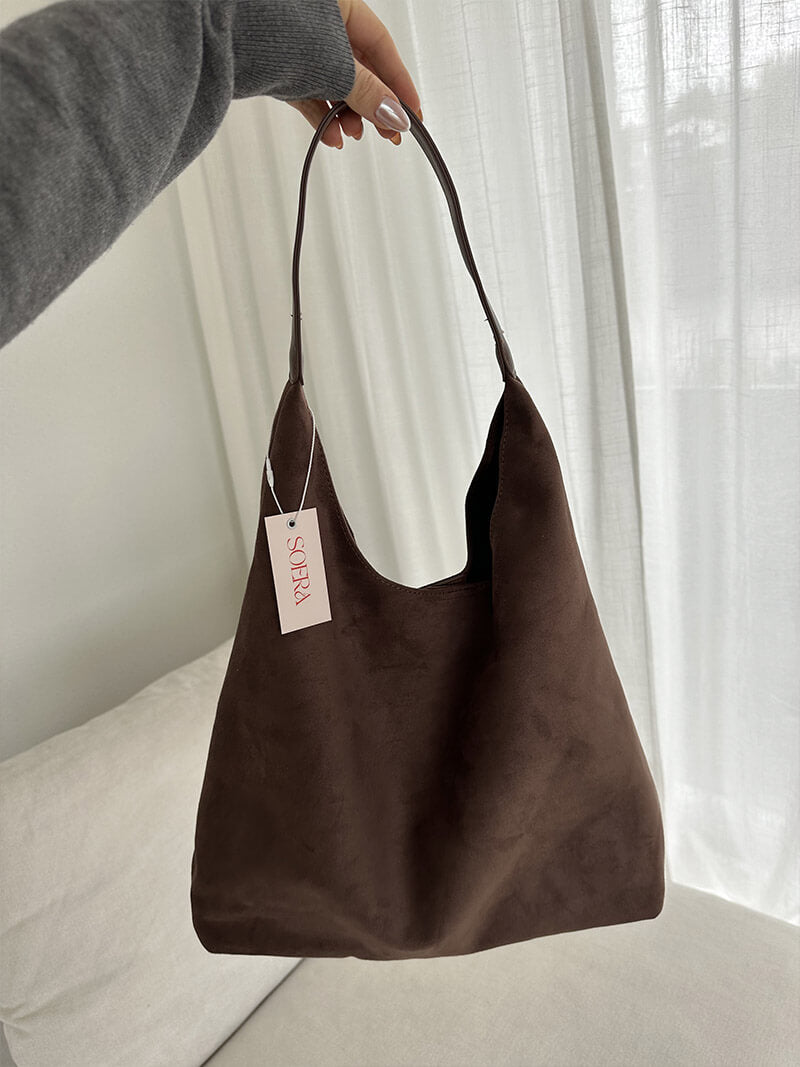 Elegante Wildleder Schultertasche Minimalistisch Frauen