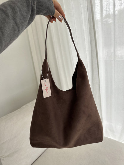Elegante Wildleder Schultertasche Minimalistisch Frauen