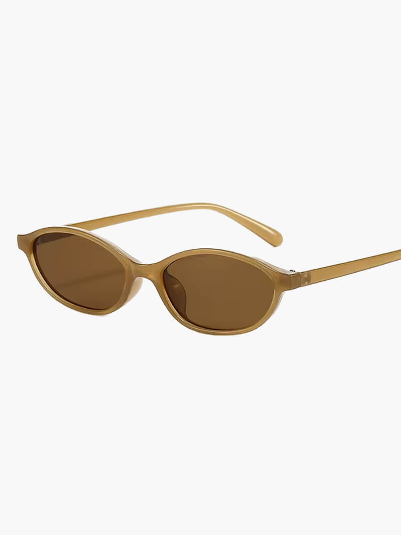 Oval Sonnenbrille Damen Trendig Schwarz