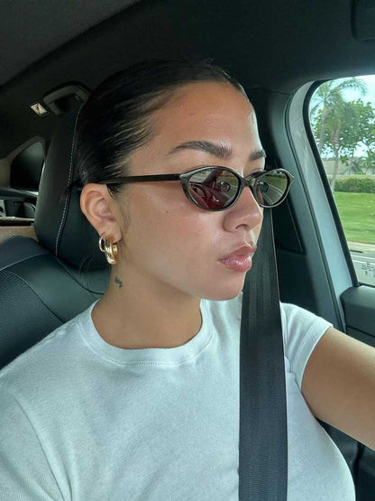 Oval Sonnenbrille Damen Trendig Schwarz
