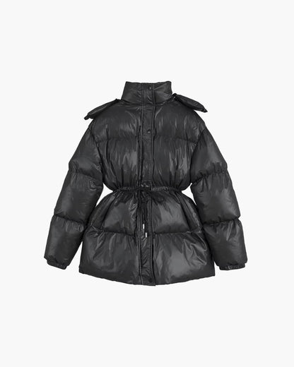 Damen Steppjacke Winter Warm mit Kordelzug Glanz