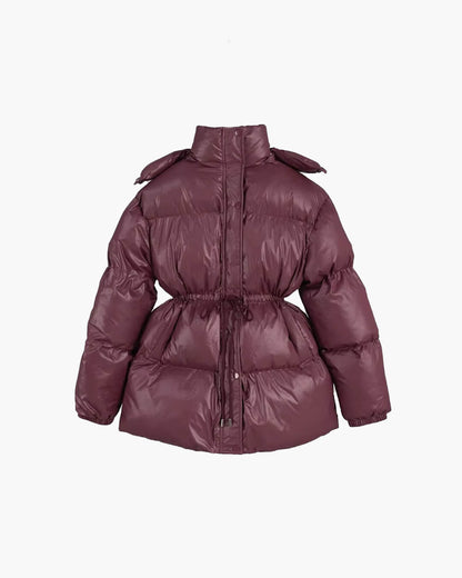 Damen Steppjacke Winter Warm mit Kordelzug Glanz