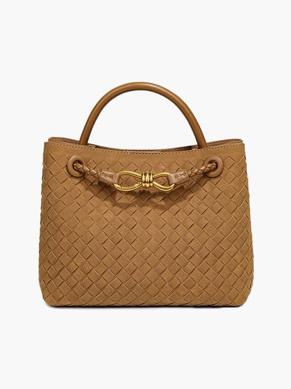 Geflochtene Wildleder Damen-Tasche Echtleder Handgefertigt