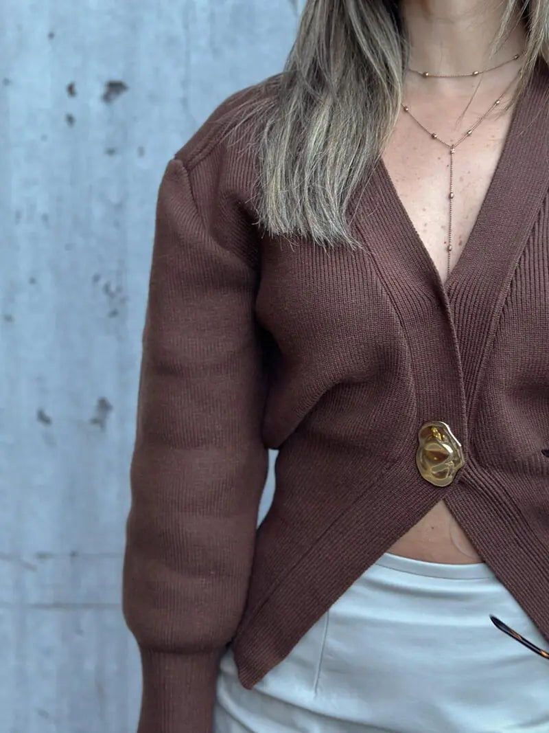 Strickcardigan Damen Auffälliger Knopf Modern