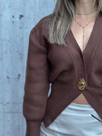 Strickcardigan Damen Auffälliger Knopf Modern