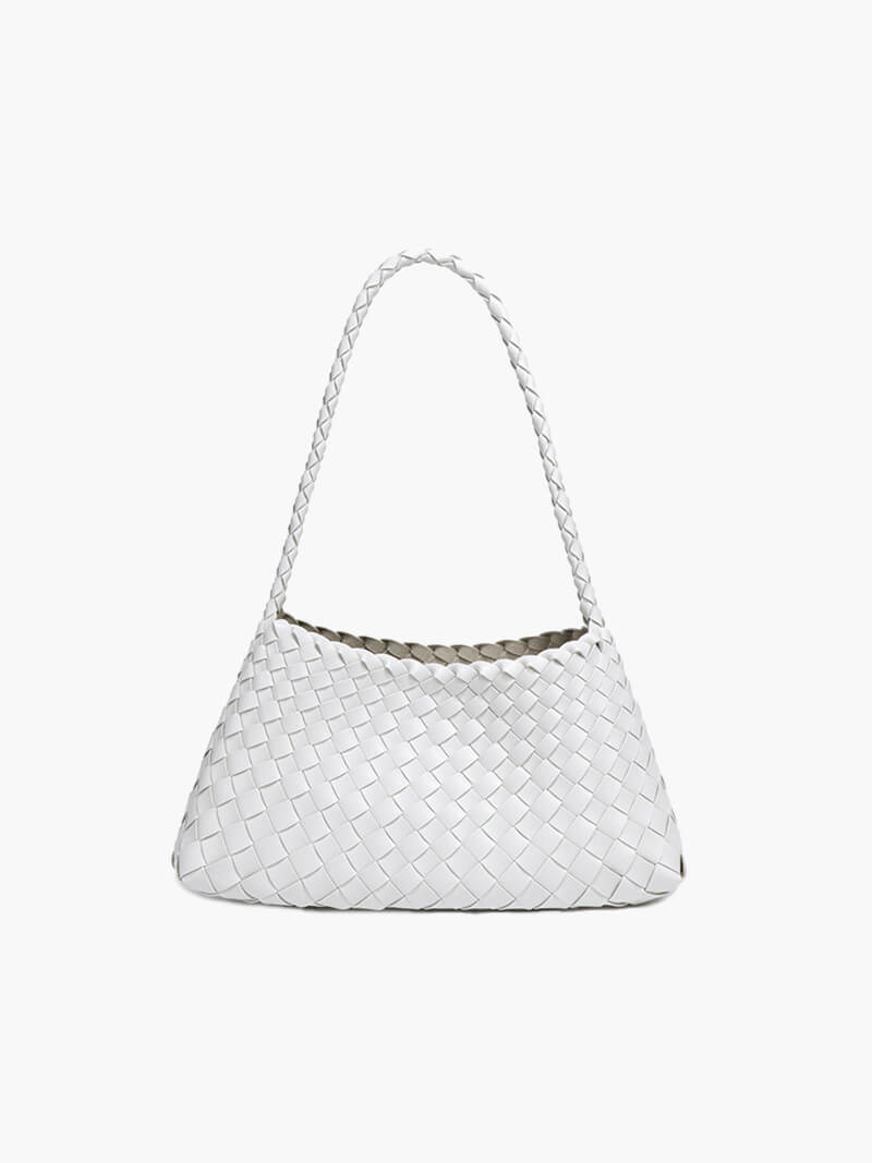 Schultertasche Geflochtene Optik Trendy Echtleder