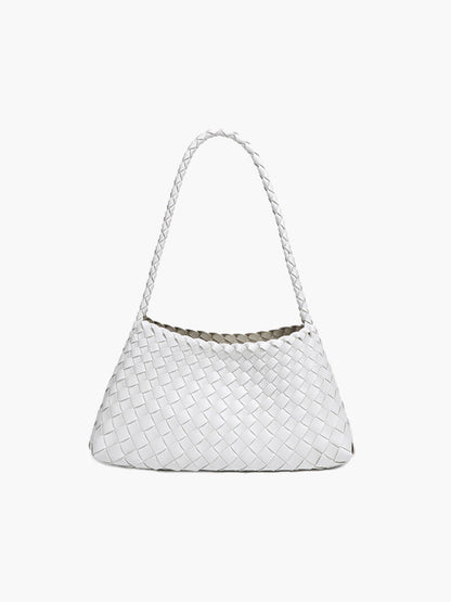 Schultertasche Geflochtene Optik Trendy Echtleder