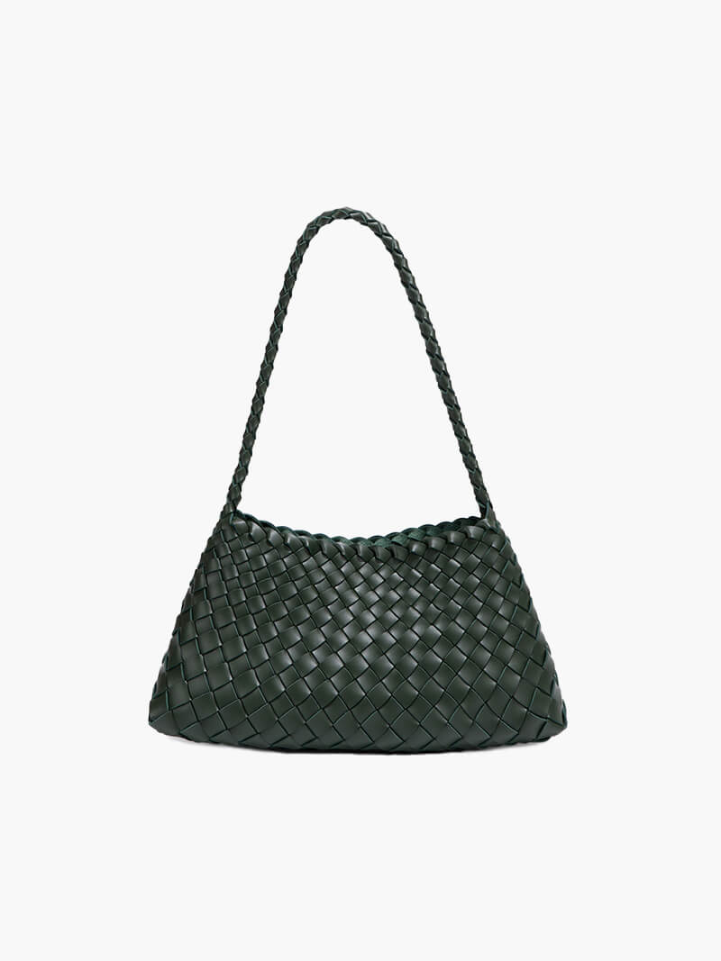 Schultertasche Geflochtene Optik Trendy Echtleder