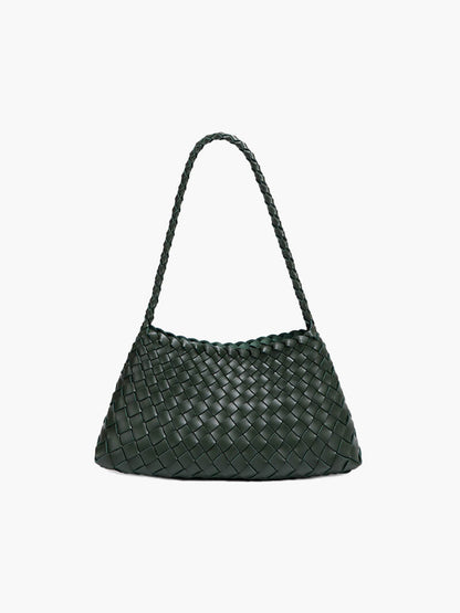 Schultertasche Geflochtene Optik Trendy Echtleder