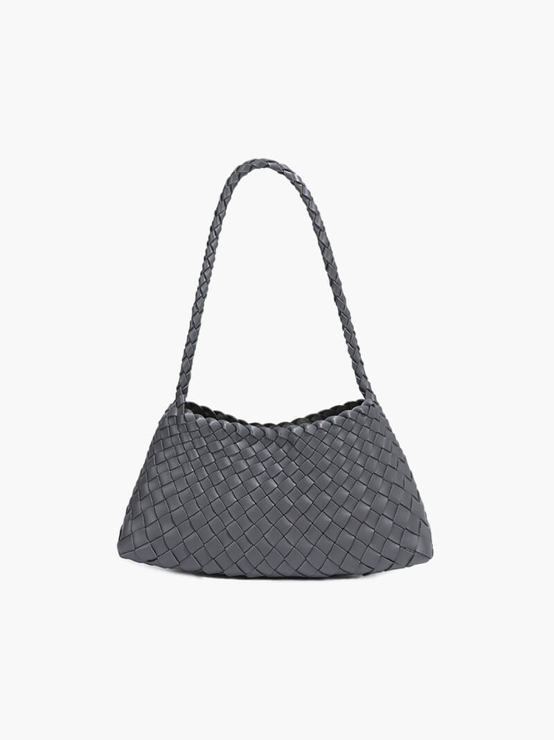 Schultertasche Geflochtene Optik Trendy Echtleder