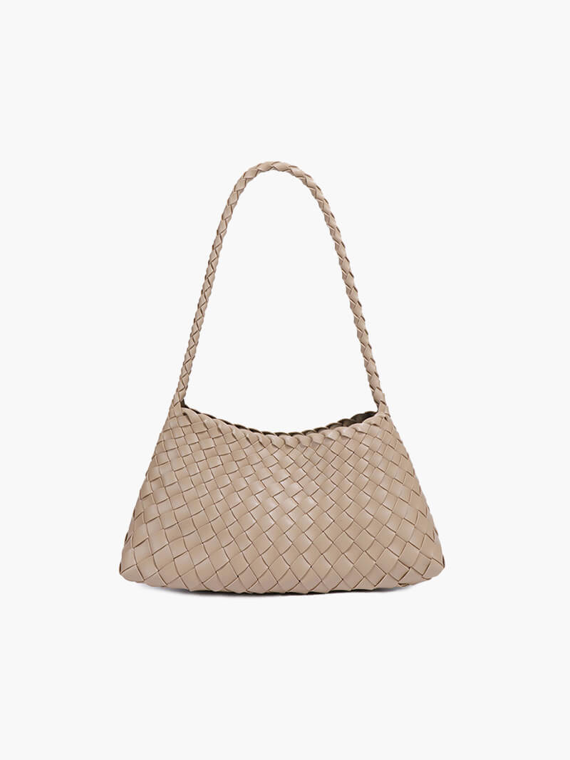 Schultertasche Geflochtene Optik Trendy Echtleder