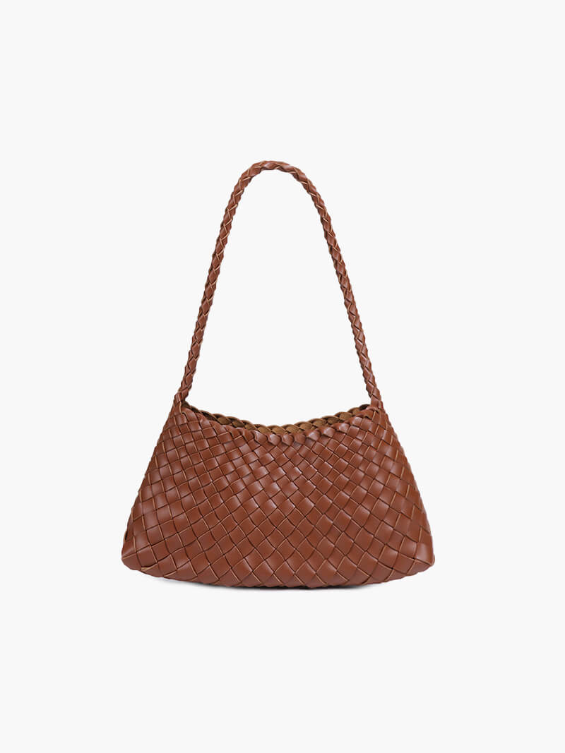 Schultertasche Geflochtene Optik Trendy Echtleder